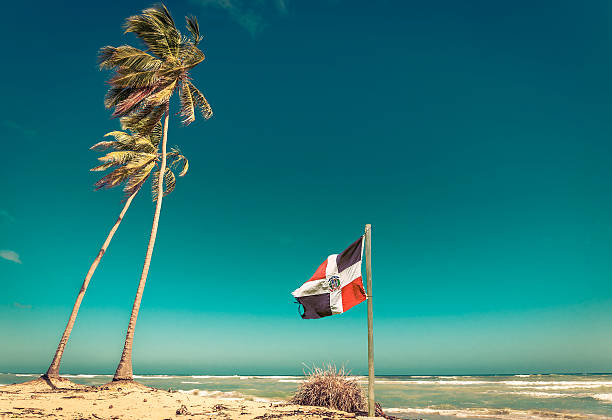 istock Dominican Republic flag at the beach 506287606