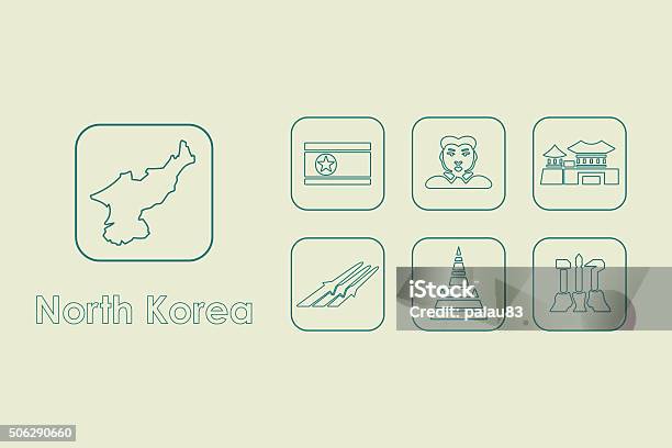 Set Of North Korea Simple Icons Stock Illustration - Download Image Now - Abstract, Armed Forces, Army