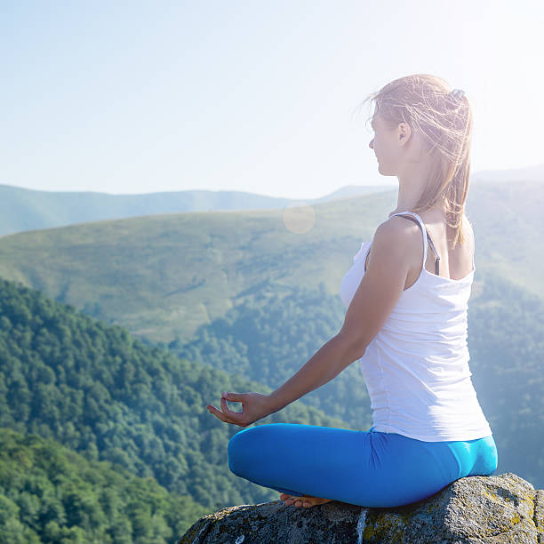 istock Young woman meditate 506299814