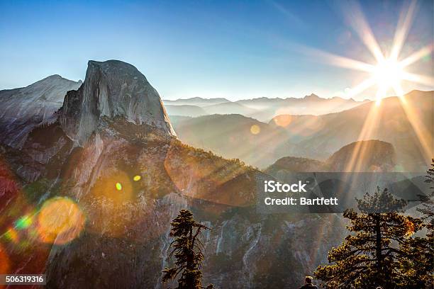 Sun Rising On Half Dome Stock Photo - Download Image Now - Mountain, Sun, Sunlight