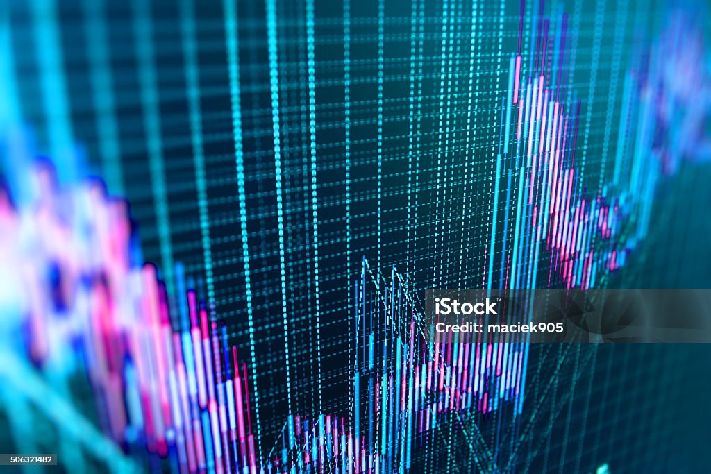 Stock market und bar graph Diagramm Preis anzeigen - Lizenzfrei Aktienschein Stock-Foto