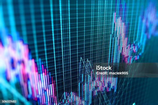 Stock Market Graph And Bar Chart Price Display Stock Photo - Download Image Now - Bank - Financial Building, Banking, Blue