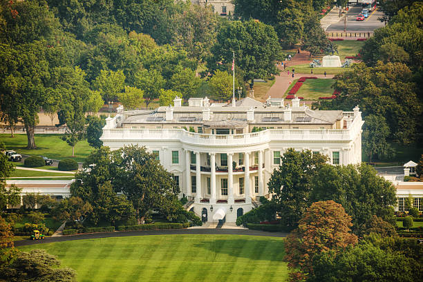 The White Hiuse aerial view in Washington, DC stock photo