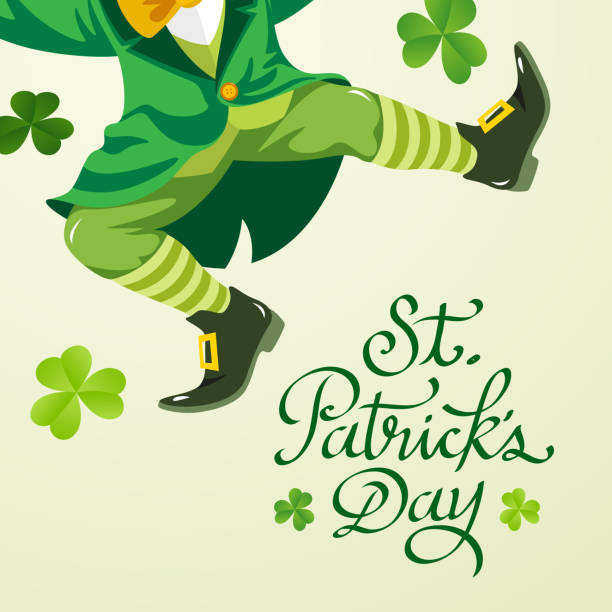 ilustraciones, imágenes clip art, dibujos animados e iconos de stock de duende irlandés de invitación - leprechauns