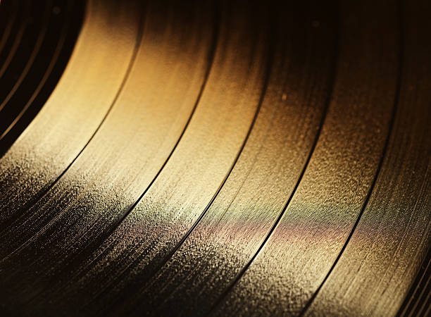 istock Segment of vinyl record with label showing the texture 506322860