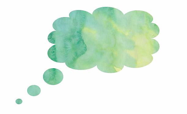 Green watercolour speech globe on white background