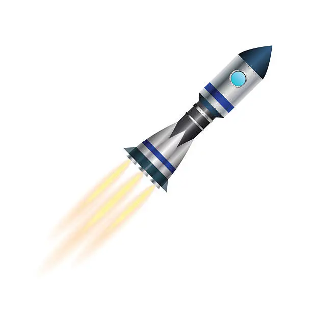 Vector illustration of Space rocket launch isolated on white background. Vector illustration