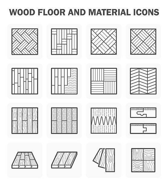 Wood floor icon Wood floor and material vector icon sets design. hardwood stock illustrations