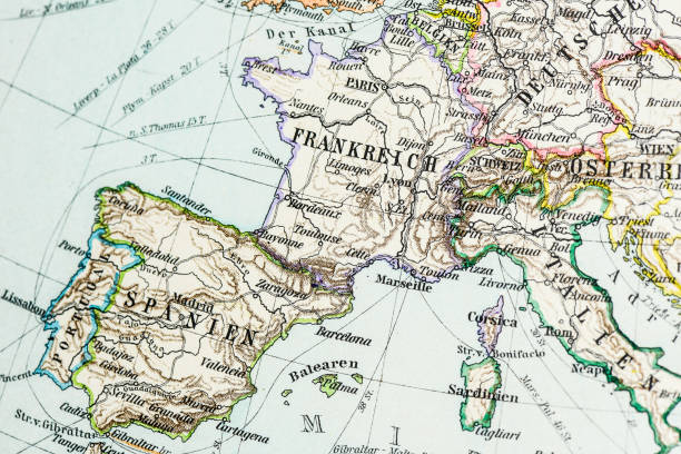 istock Antique German atlas map close up: Central-Southern Europe 506325331