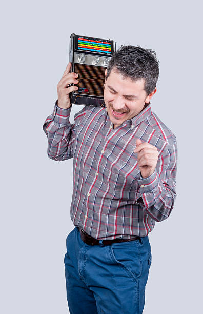 istock Man with Vintage Boom Box 506325604
