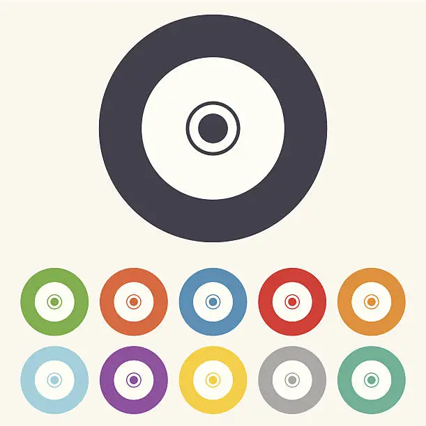 Vector illustration of CD or DVD sign icon. Compact disc symbol.