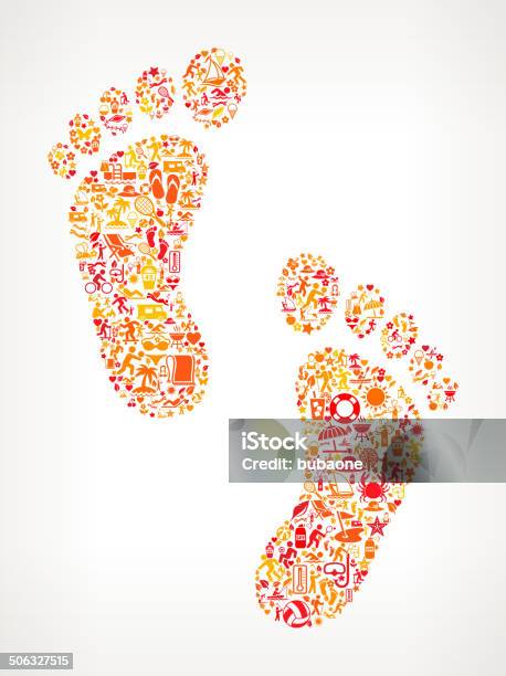 Foot Prints Auf Sommer Lizenzfreie Vektorgrafikmuster Stock Vektor Art und mehr Bilder von Fußabdruck