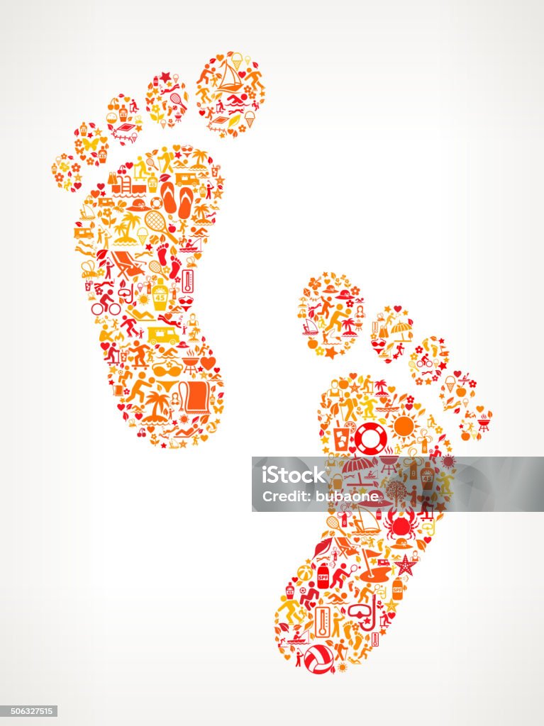 Foot Prints sur été motif d'art vectorielles libres de droits - clipart vectoriel de Empreinte de pas libre de droits