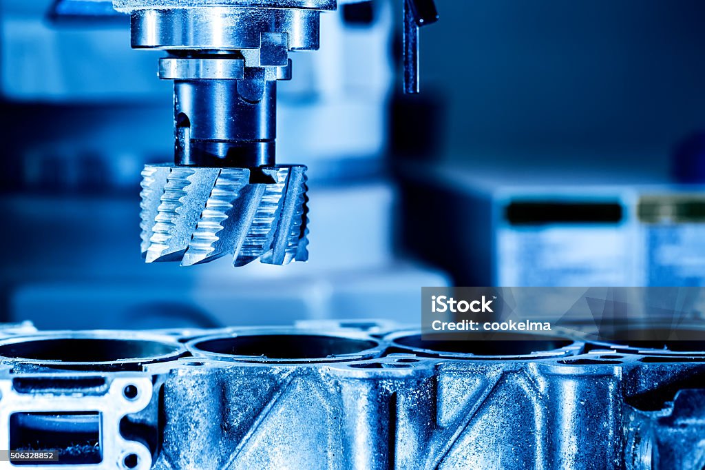 Metalworking CNC milling machine. Metalworking CNC milling machine. Cutting metal modern processing technology. CNC Machine Stock Photo