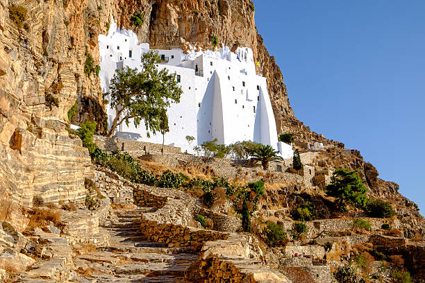 Detail view of Panagia Hozovitissa monastery on Amorgos island, stock photo