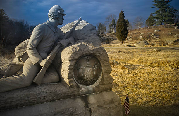 montatura scolpita in granito monumento di guerra civile gettysburg - gettysburg national military park foto e immagini stock