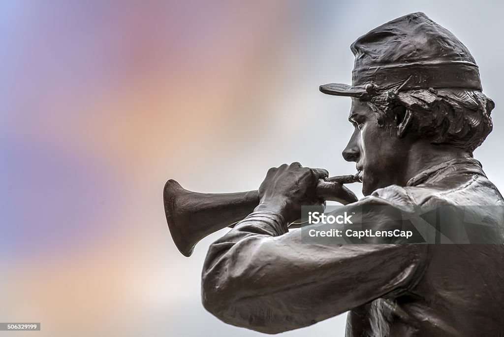 Гражданская война Bugler бронзовая статуя в - Стоковые фото Confederate States of America роялти-фри
