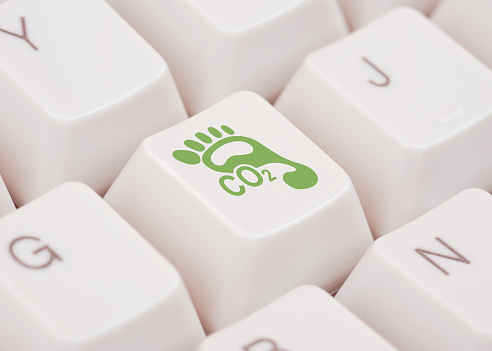 CO2 Footprint icon on a computer key