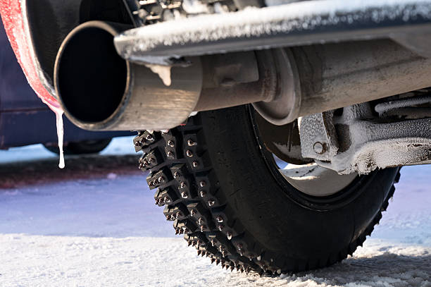 istock Ice-racing tyre with metal spikes 506329264