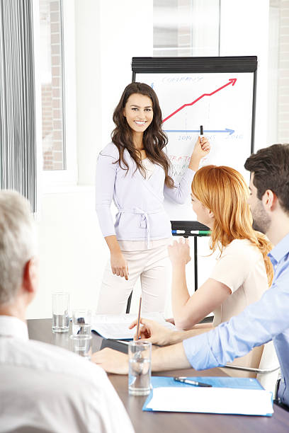 istock Young businesswoman presenting ideas 506329587