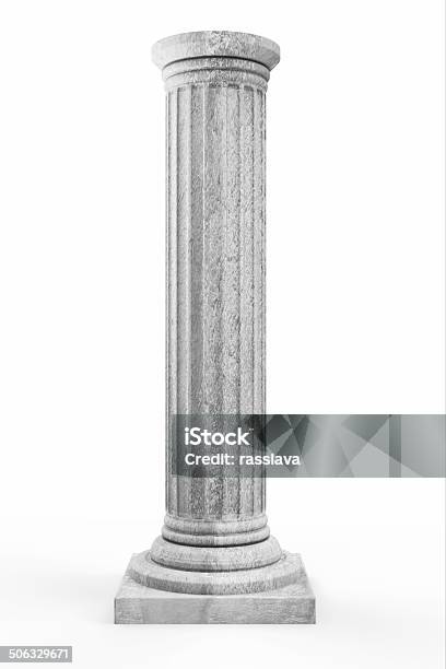 Classic Ancient Column Isolated On White Background Stock Photo - Download Image Now