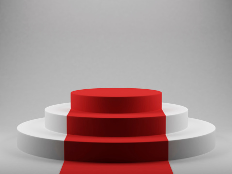 3d render of podium with red carpet
