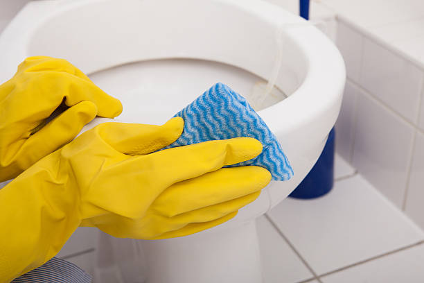 istock Person's Hand Cleaning Toilet 506330647