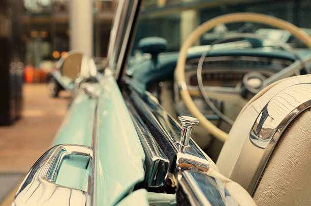 istock Interesting beautiful design of retro car with original wheel dr 506331008