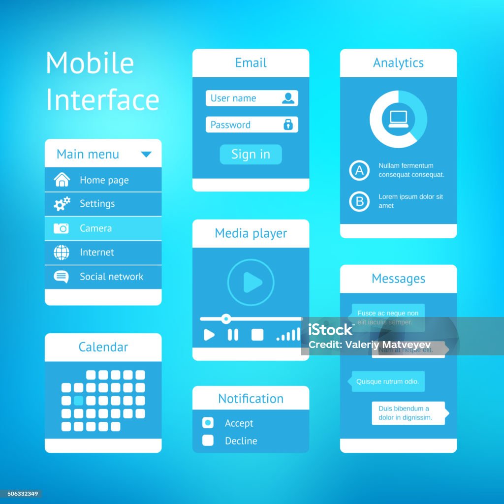 Interface Vector Free Vector Interface Template Design Stock Illustration - Download Image ...