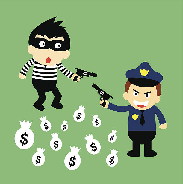 Thief And Policeman Stock Illustration - Download Image Now - Adult, Adults  Only, Arrest - iStock
