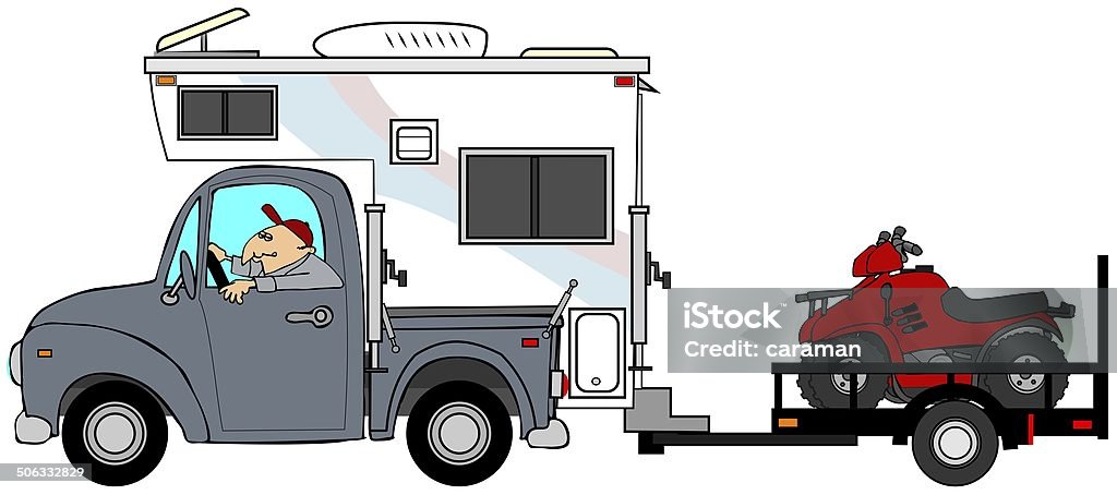 Camion & camper tirant ATV s - Illustration de Activité de loisirs libre de droits