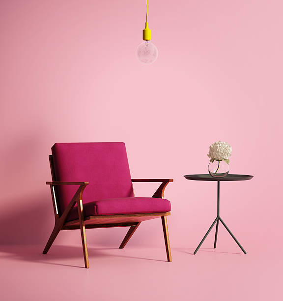 istock Contemporary pink phux armchair 506338312