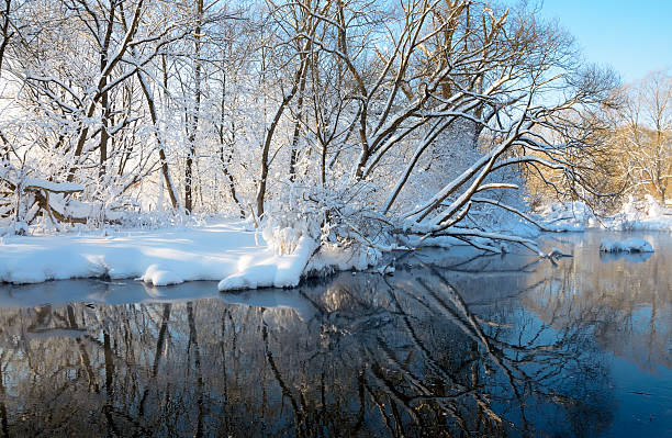 istock Sunny winter landscape with river 506341594