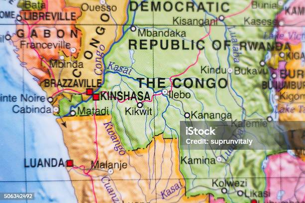 Democratic Republic Of The Congo Country Map Stock Photo - Download Image Now - Democratic Republic of the Congo, Kinshasa, Map