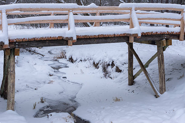 istock Wooden bridge in winter 506344254
