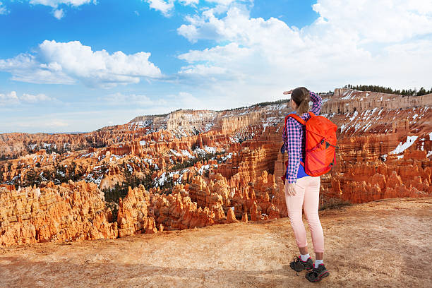 istock Hiker young woman in Bryce canyon 506345394