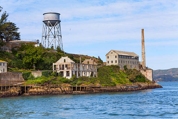 Tower and administrative buildings ruins Alcatraz