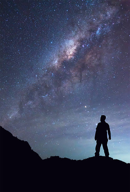 istock Man is standing and seeing Milky Way  on night sky. 506347480