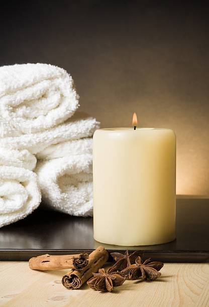 istock spa massage border background with towel stacked 506348520