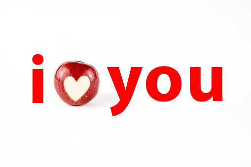 I Love You Words With Apple Fruit