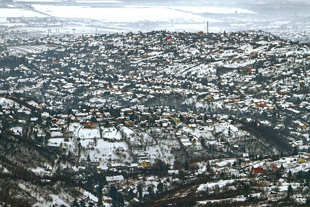 istock Panoramic view of a town in winter 506349370