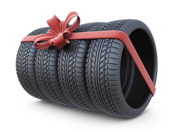 istock Tyre with a red ribbon. Gift. 3D Icon isolated 506352986