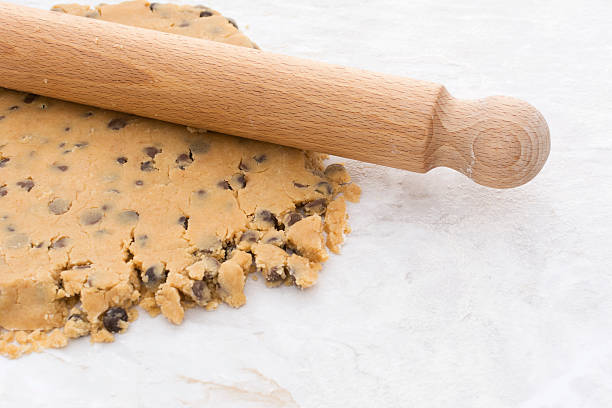 chocolate chip coconut cookies dough, selective focus