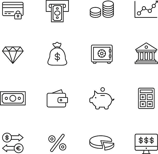Finance Line Icons Finance line icons banking symbols stock illustrations