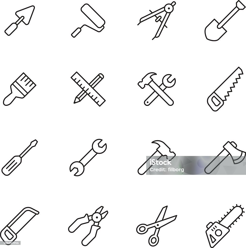 Outils icônes de ligne - clipart vectoriel de Icône libre de droits