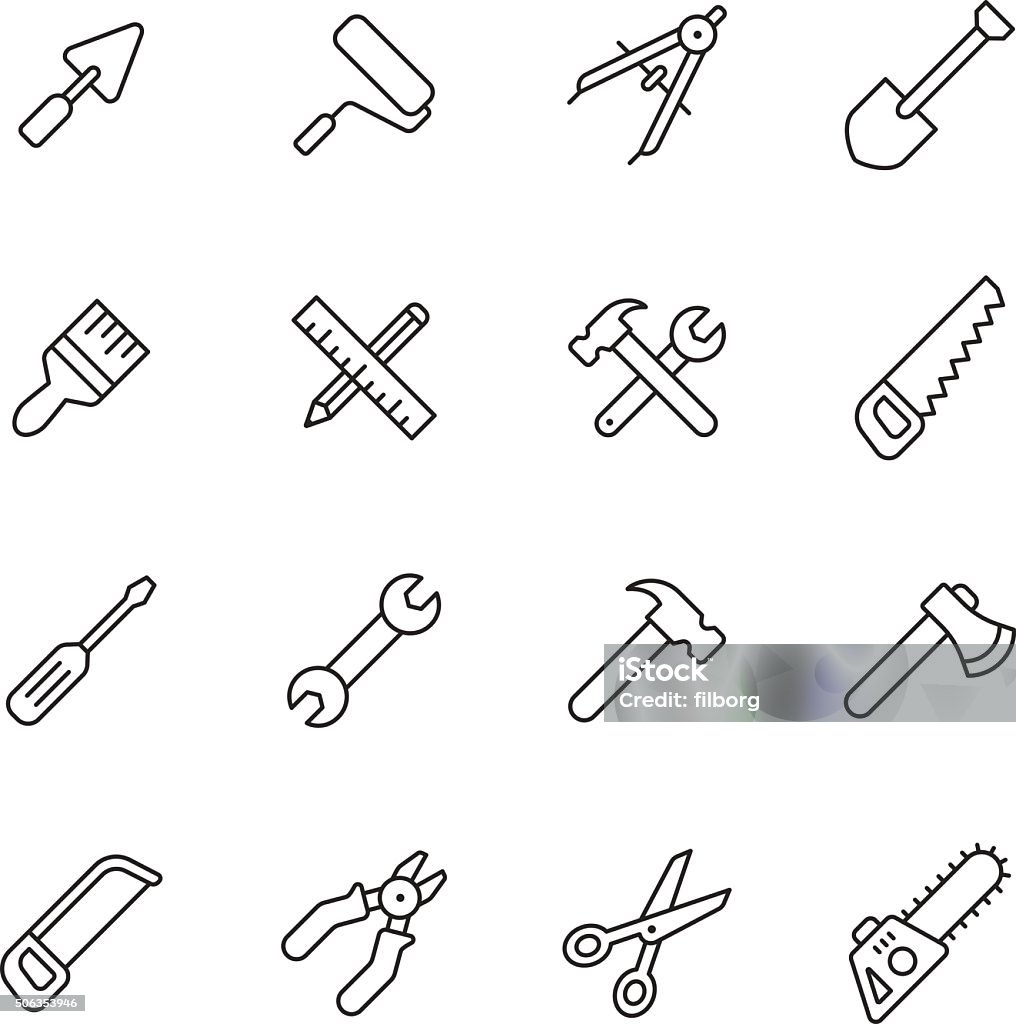 Tools Line Icons Tools line icons Icon Symbol stock vector