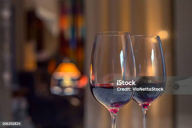 Pair Of Red Wine Glasses Closeup Shot Stock Photo - Download Image Now - Wine, Pair, Affectionate