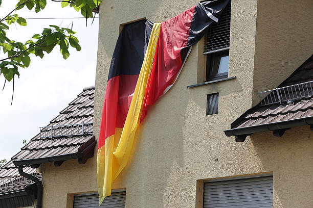 istock German national flag at a house 506359203