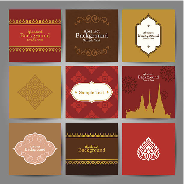 ilustrații de stoc cu set de artă tradițională asiatică design vector. - thailanda