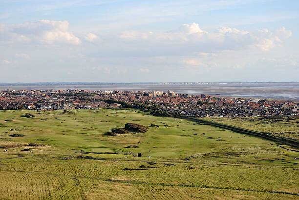 Lytham St. Annes aerial photo Lytham St. Annes over St. Annes Old Links Golf Course lytham st. annes stock pictures, royalty-free photos & images